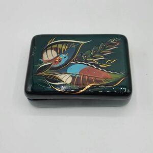 Sasha Brastoff Green Ceramic  MCM (Mid Century Modern) Trinket Box Vintage